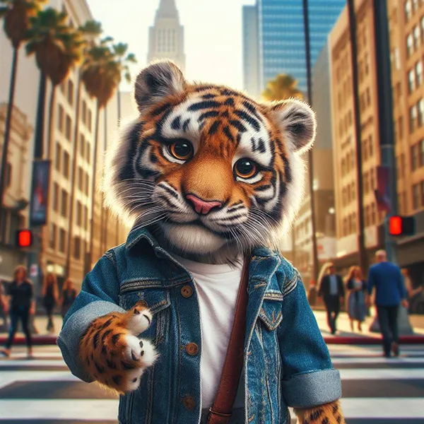 realistischer Tiger in der Stadt