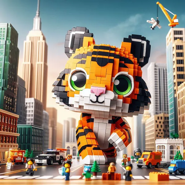 Lego Tiger in der Stadt