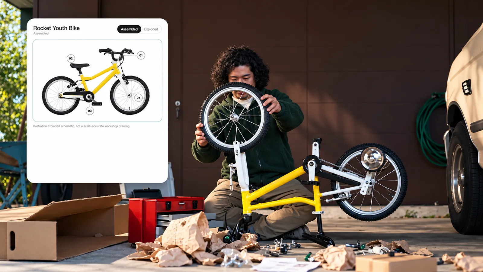 Ein Fahrrad wird mit ChatGPT repariert