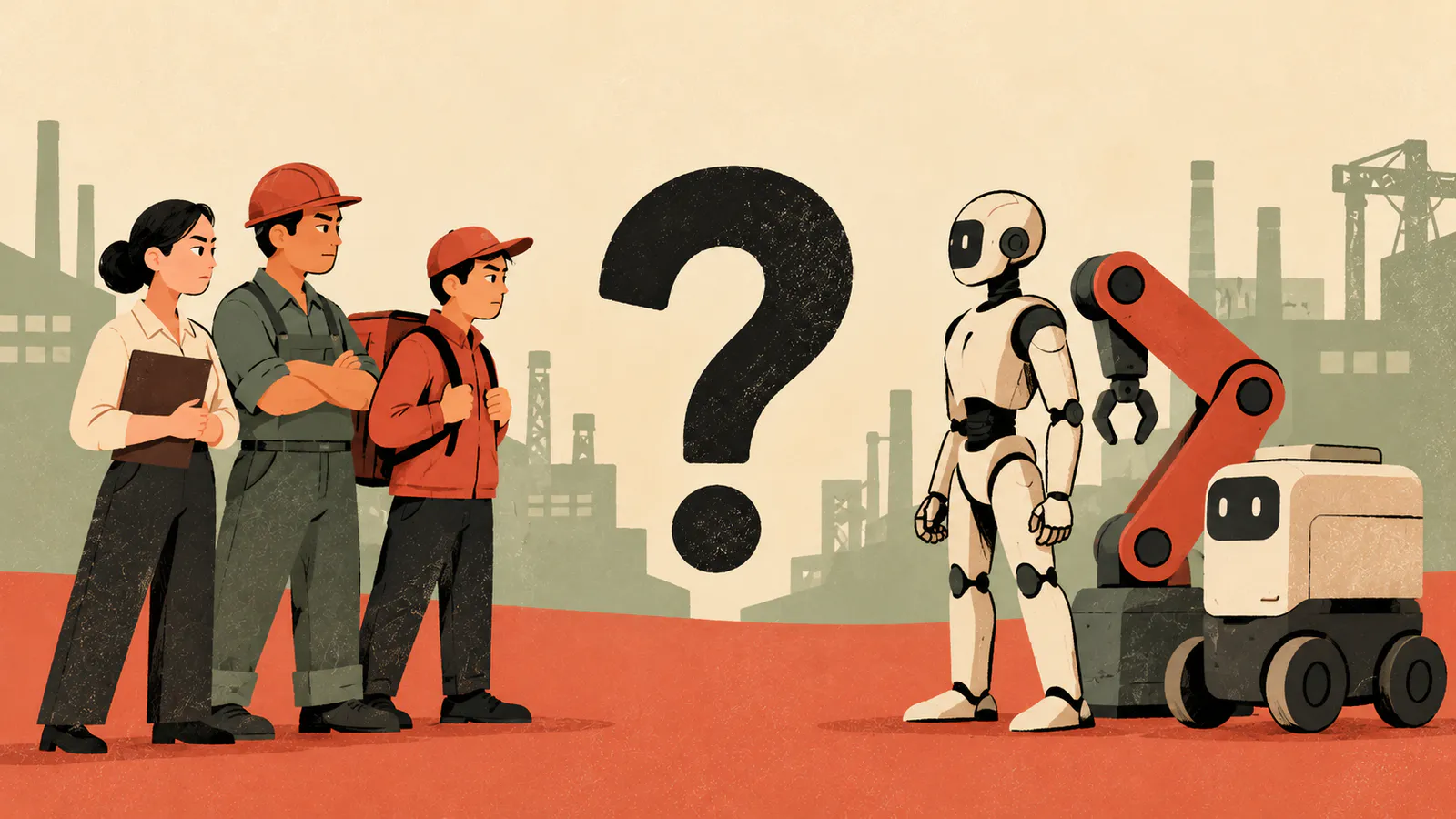 Arbeiter gegen Roboter