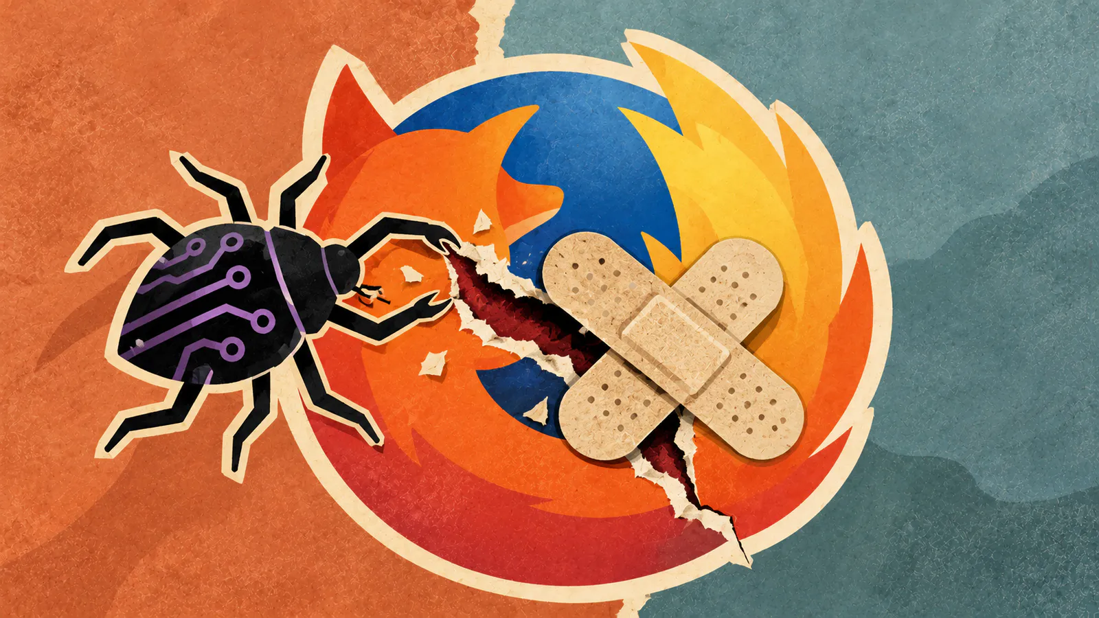 Ein Firefox Logo wird angegriffen