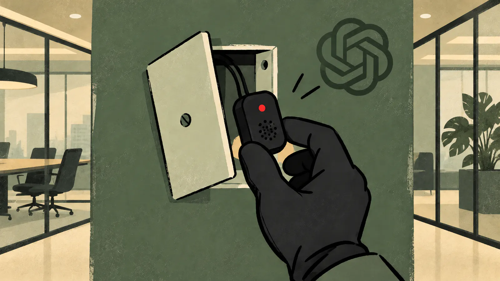 Ein Spionagegerät wird versteckt