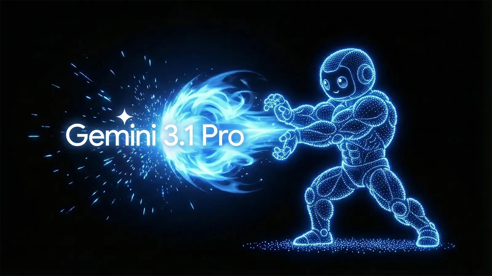 Ein Roboter zeigt Gemini 3.1 Pro