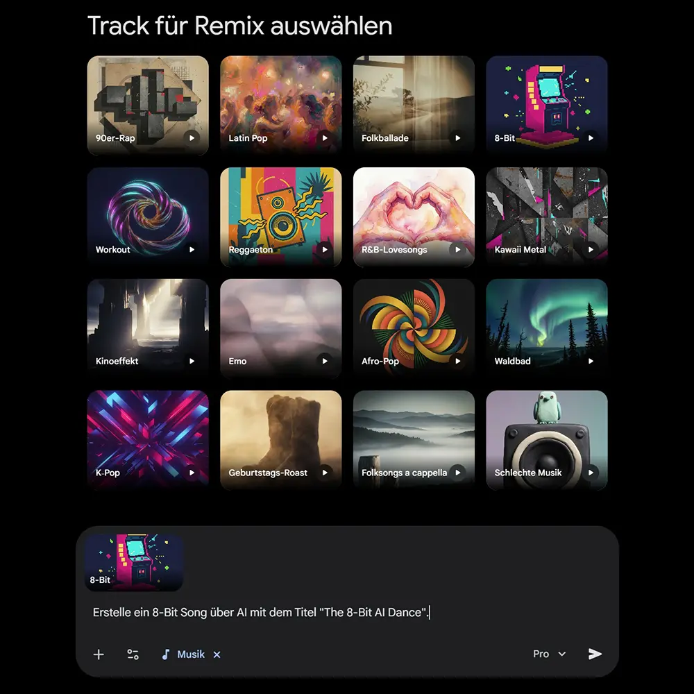 Gemini Music Oberfläche