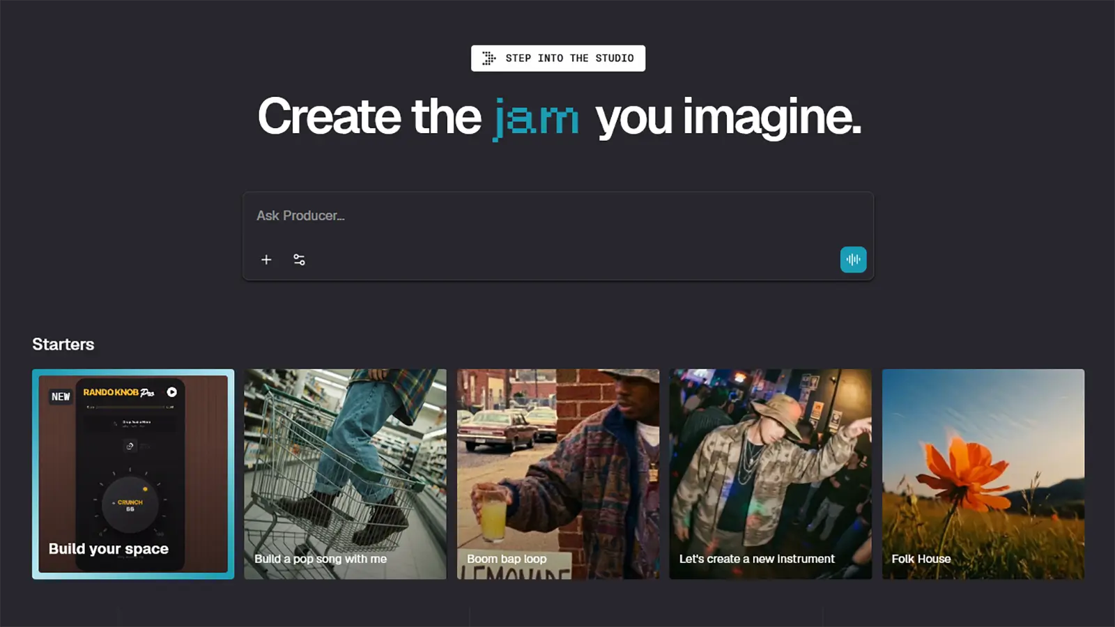 Oberfläche von Google Labs Musik