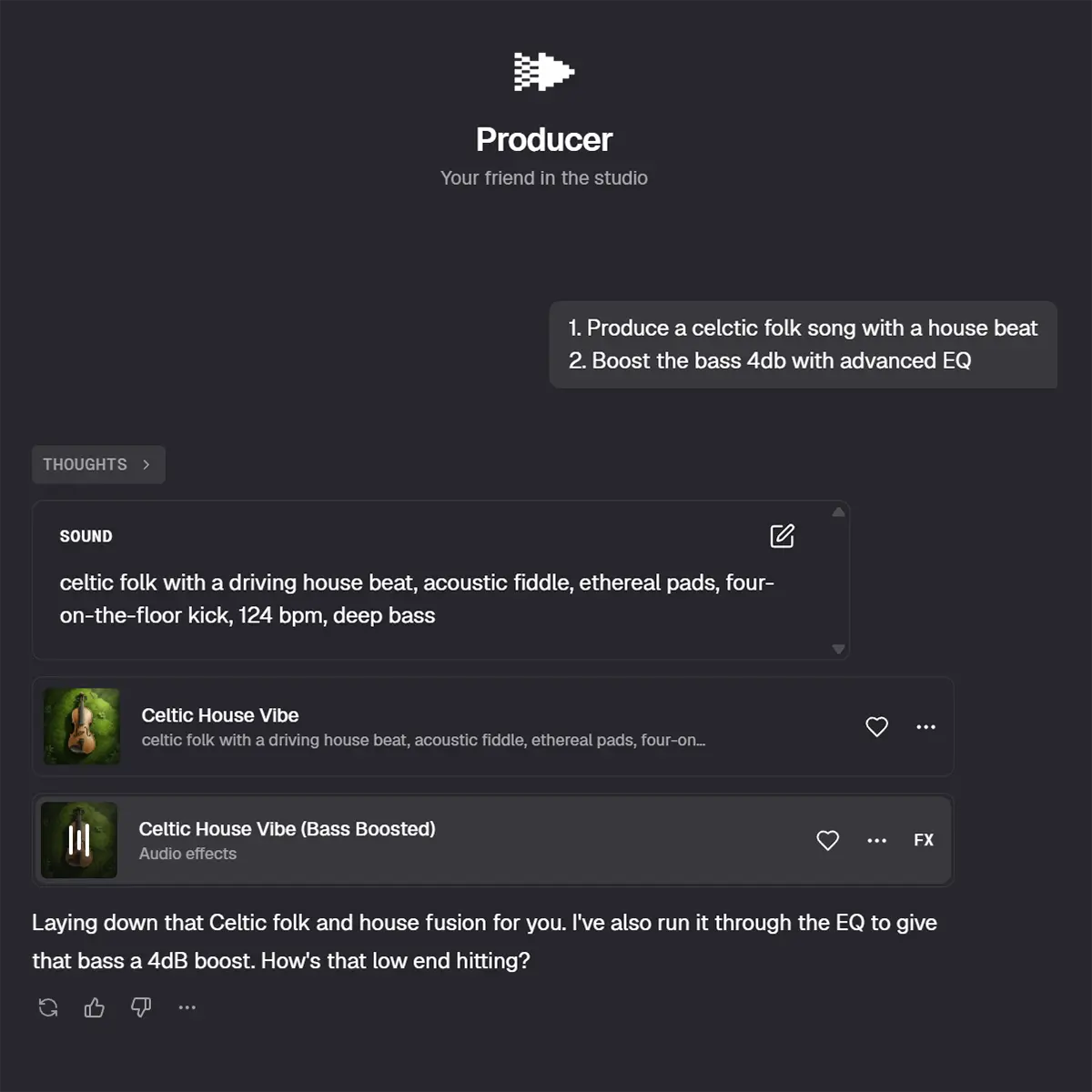 producer ai oberfläche