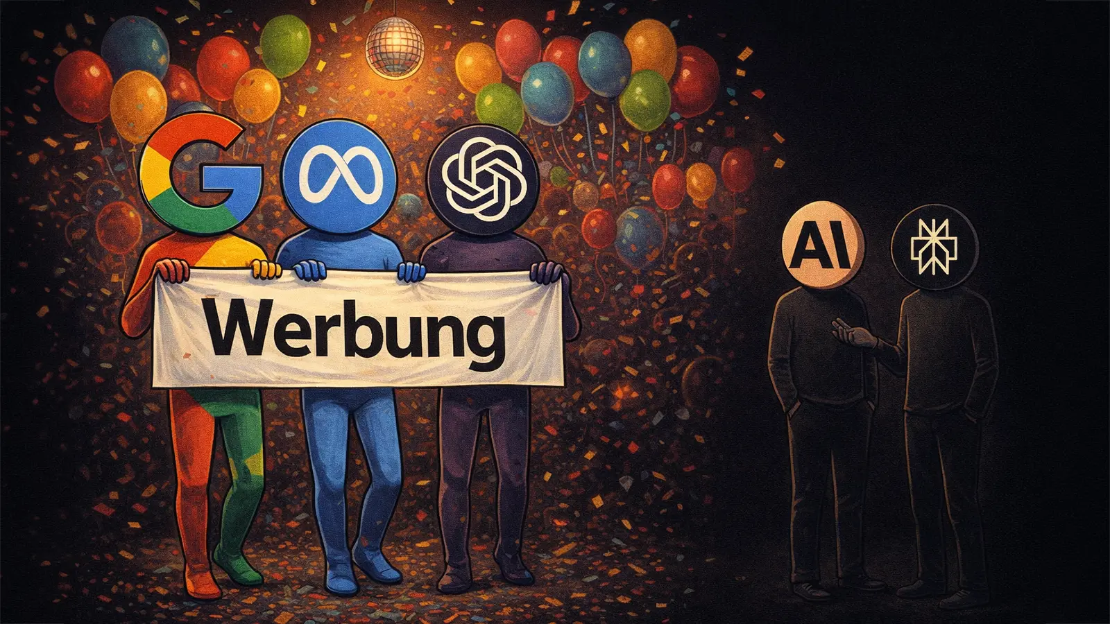 Verschiedene KI Firmen mit und ohne Werbung