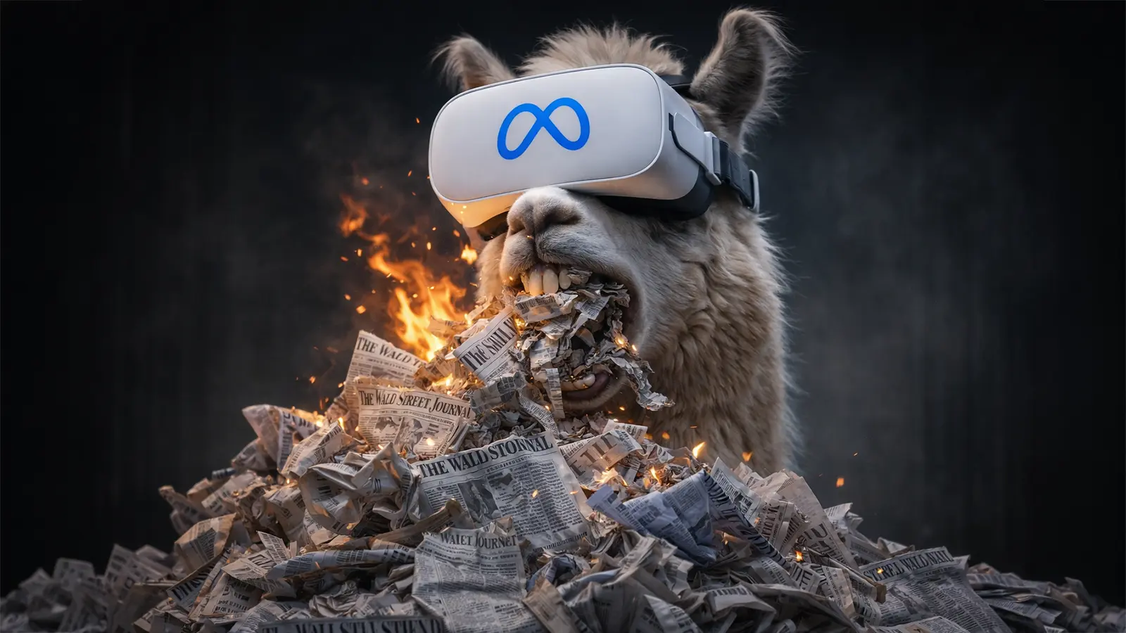 Ein Lama isst Wall Street Journals auf