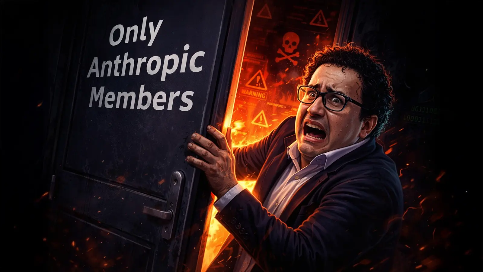 Dario Amodei versucht eine Tür zu schließen