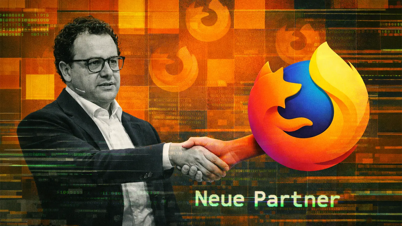 Dario Amodei gibt dem Firefox Logo die Hand
