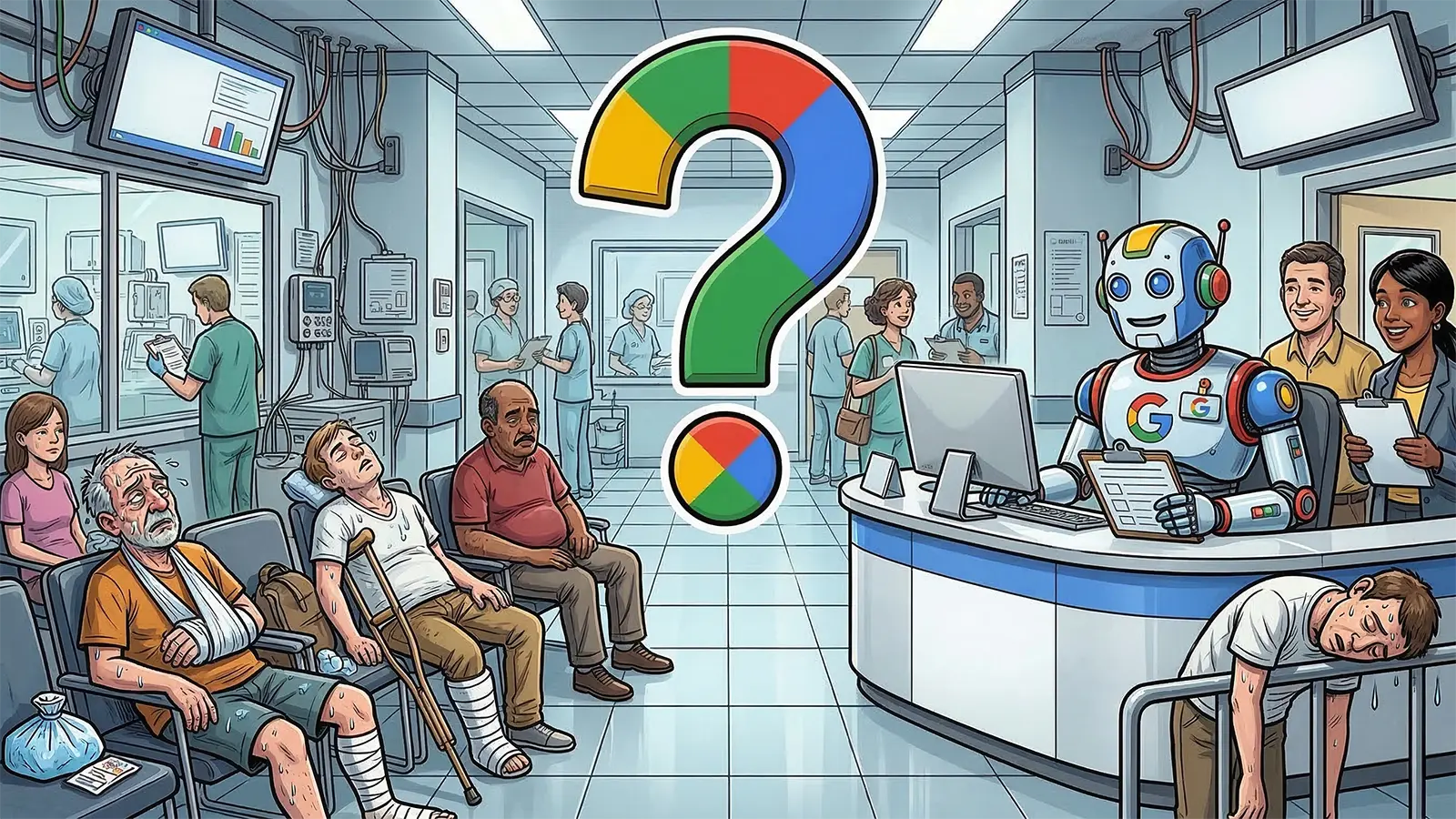 Eine Krankenhaus-Aufnahme mit Aufnahme Roboter