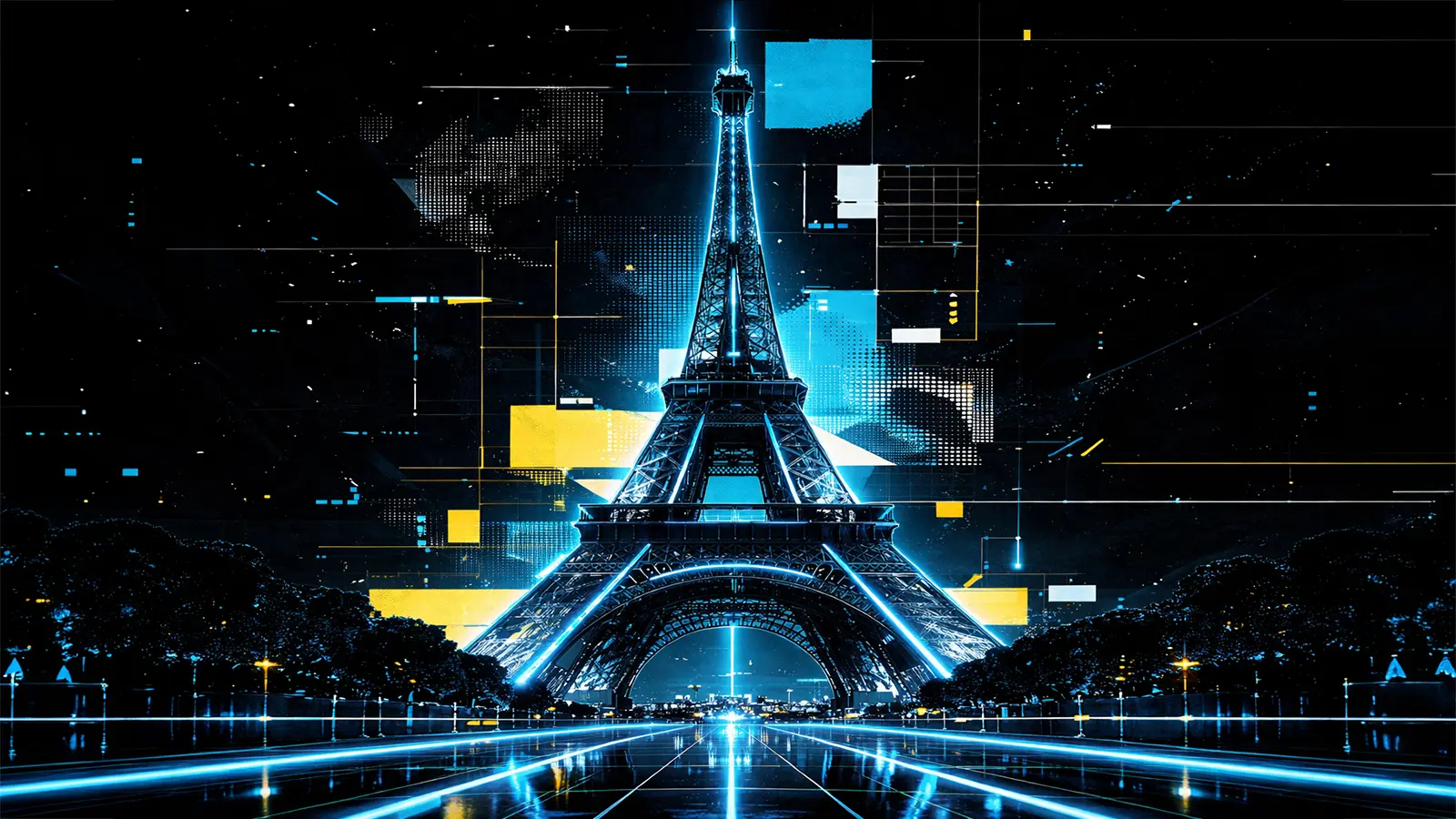 Ein Eifelturm im futuristischen Design