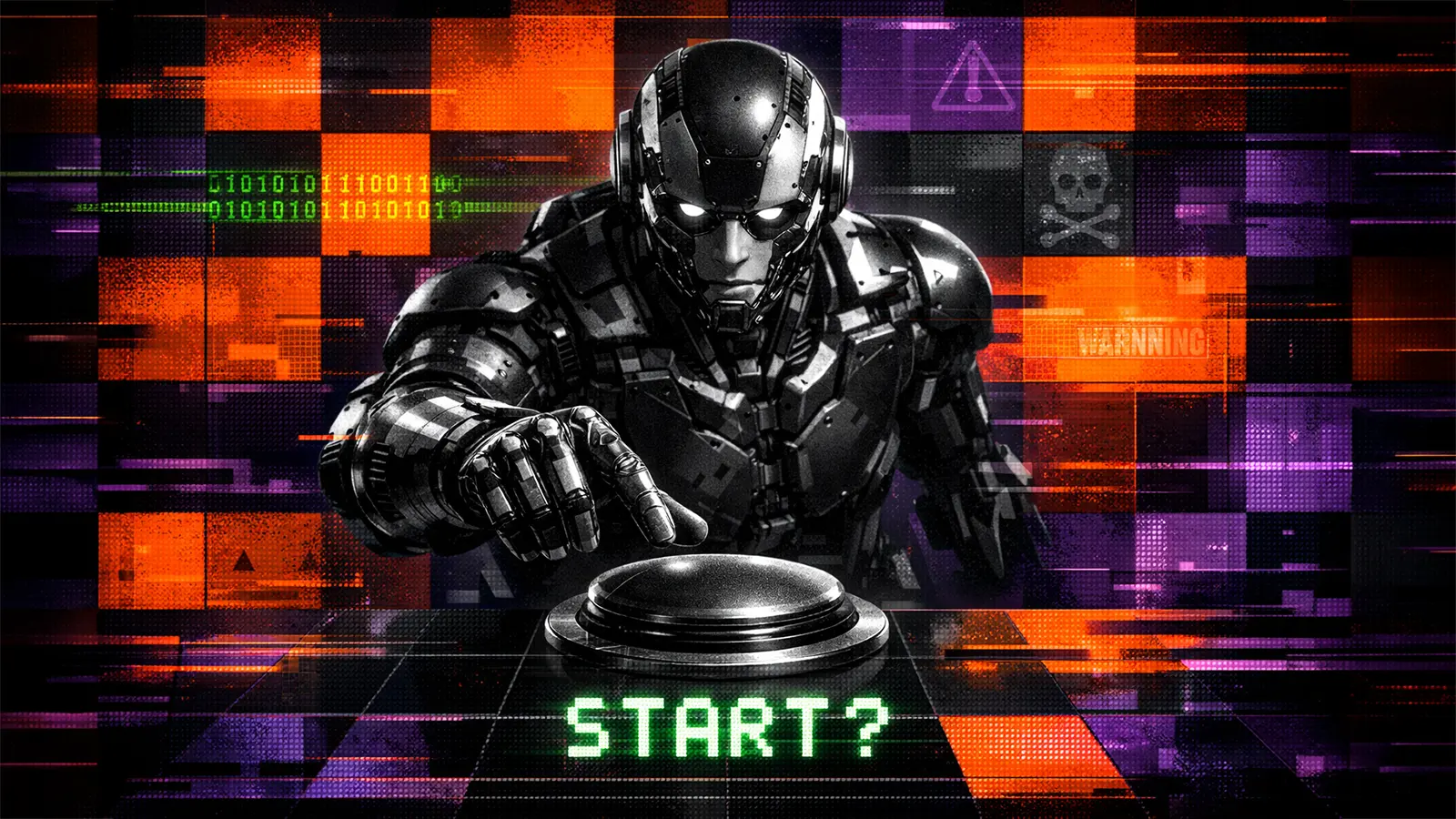 Ein Roboter drückt auf einen Knopf