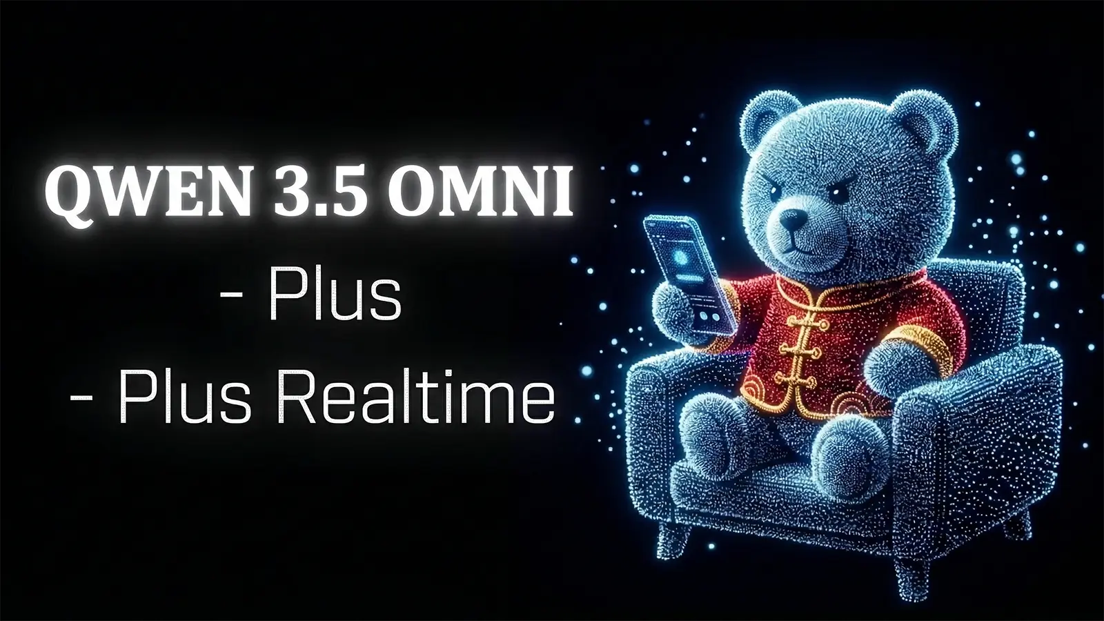 Ein Qwen Bär benutzt ein Smartphone