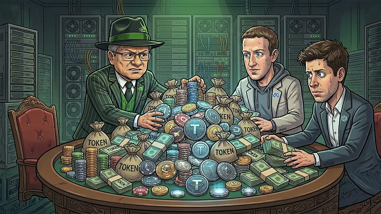 Huang, Zuckerberg und Altman spielen Poker