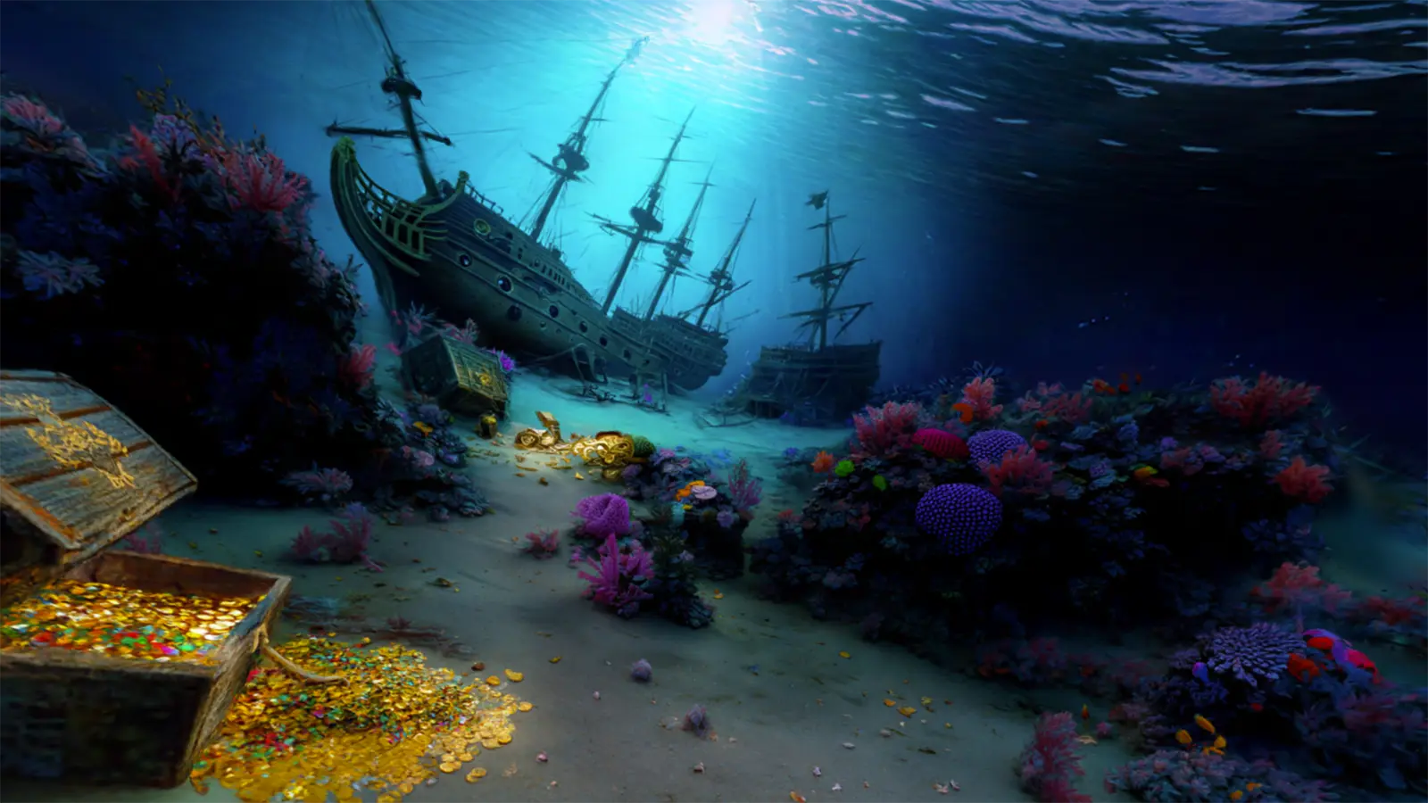 Eine 3D Landschaft unter Wasser