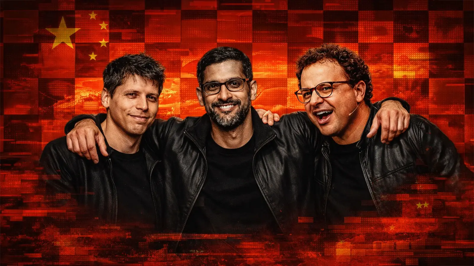3 Männer und China Hintergrund