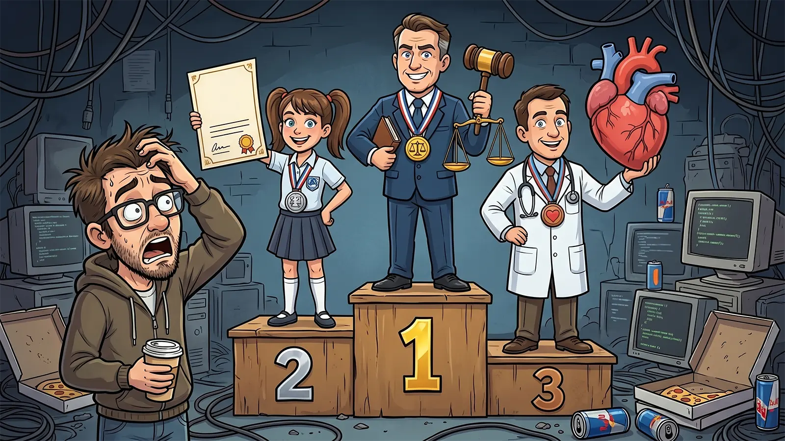 3 Gewinner auf dem Podest