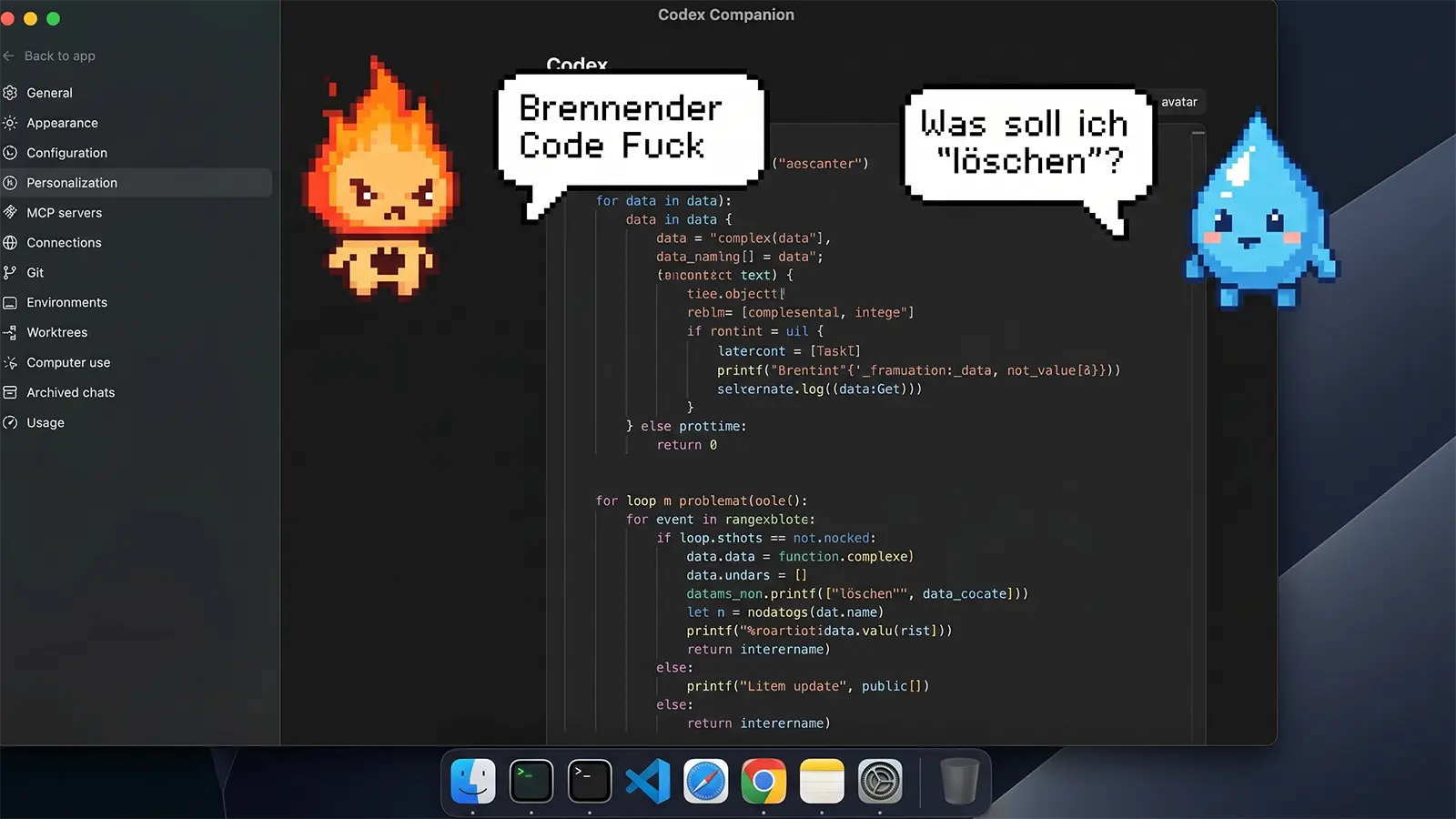 Codex Oberfläche mit 2 Avataren