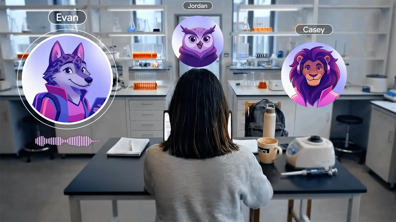 Ein Mensch mit KI Team