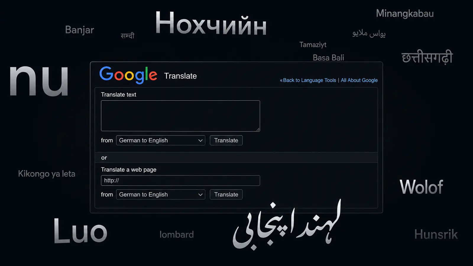 Das alte Google Translate in Dark
