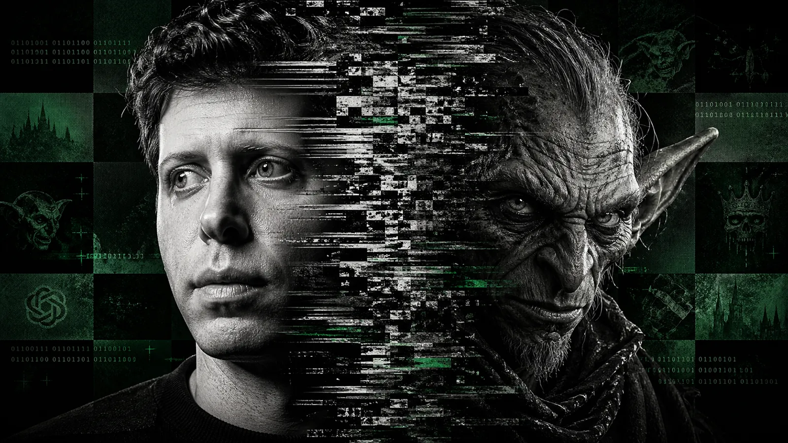 Sam Altman und ein Goblin im Portrait