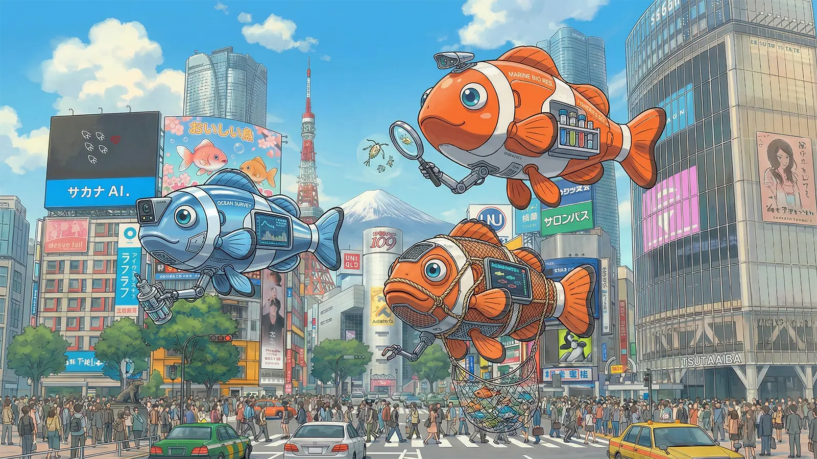 3 Forscherfische fliegen