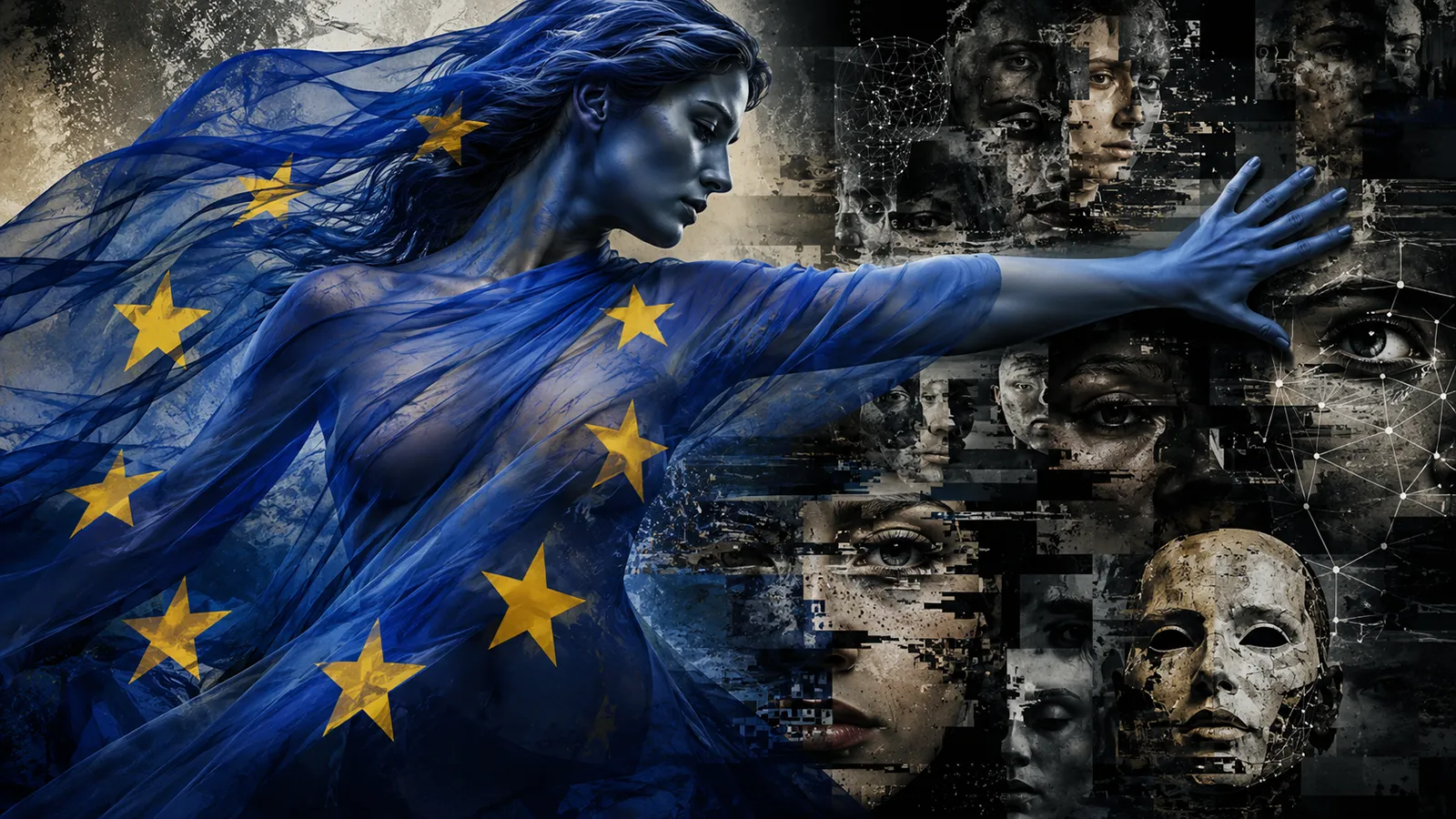 Eine Frau der EU beschützt seine Bürger