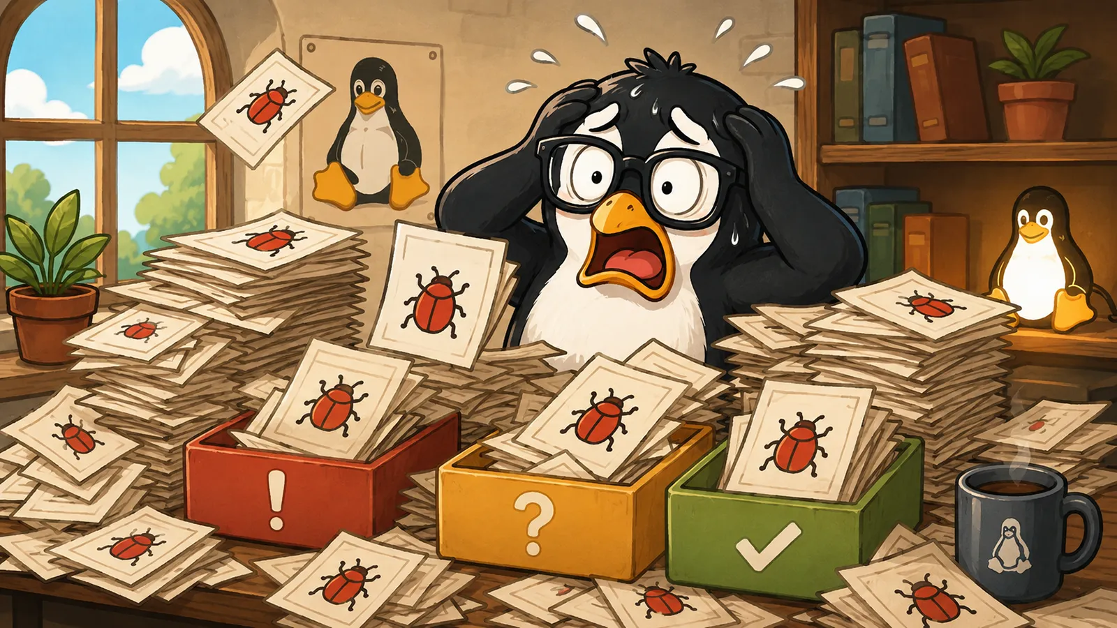 Ein Linux Pinguin bei der Arbeit