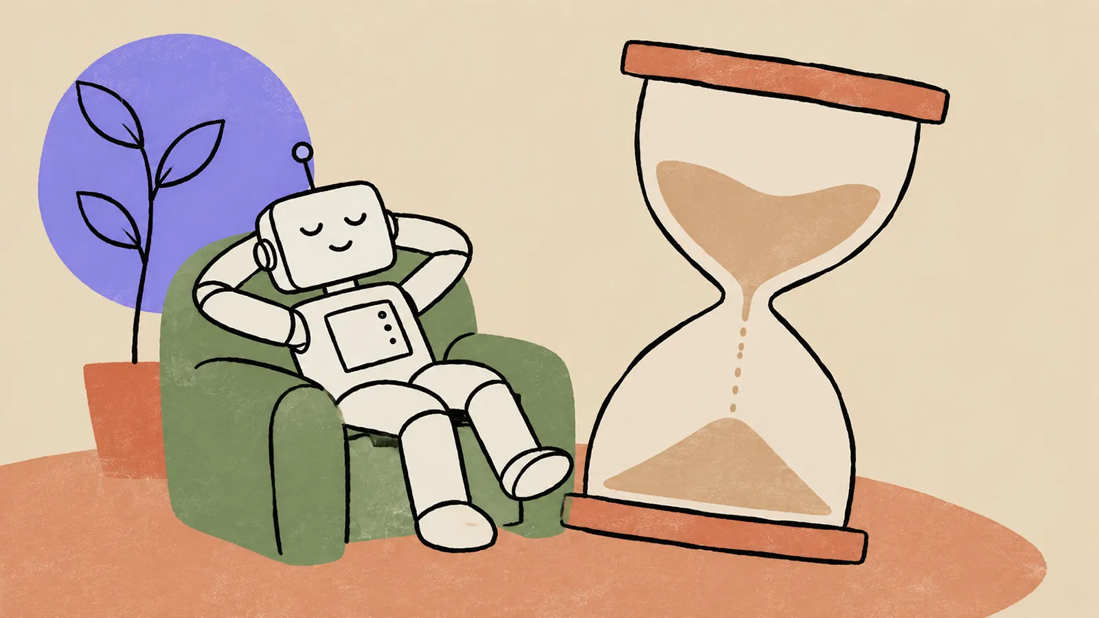 Claude Roboter wartet auf die Zeit