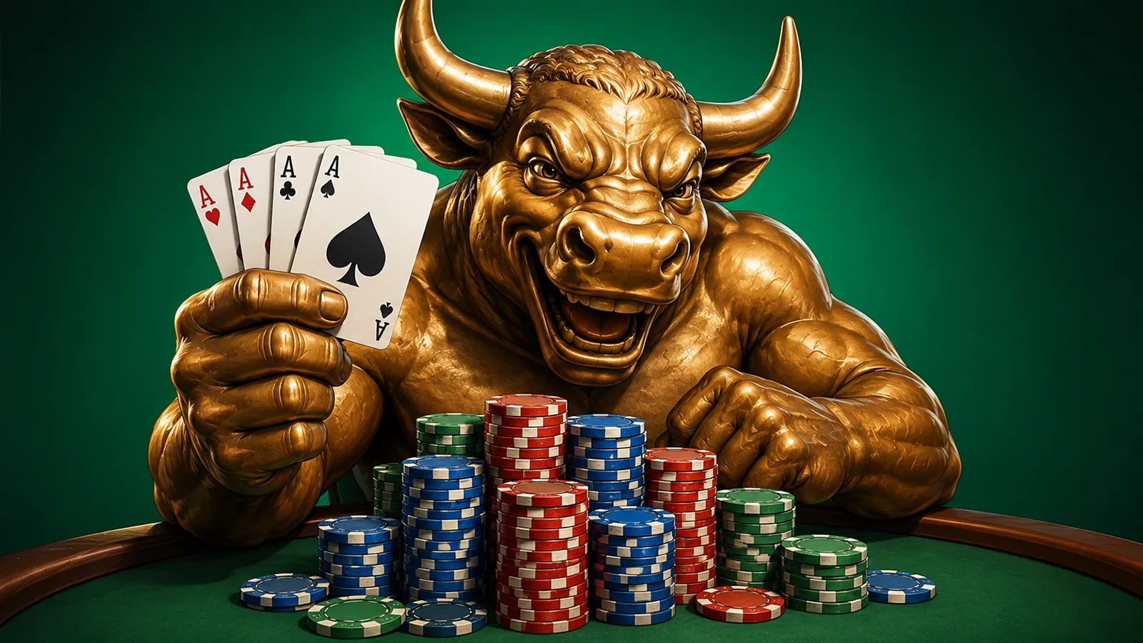 Der Aktien Bulle spielt Poker