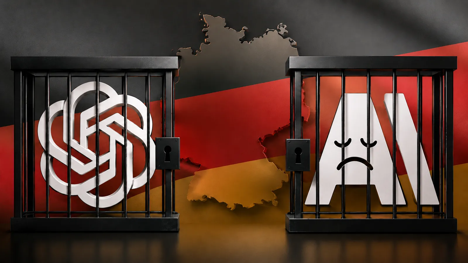 OpenAI und Anthropic Logo hinter Gittern