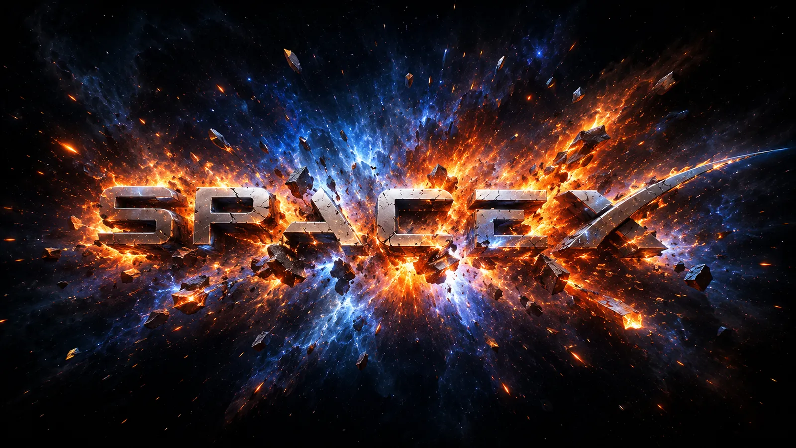 spacex schriftzug explodiert