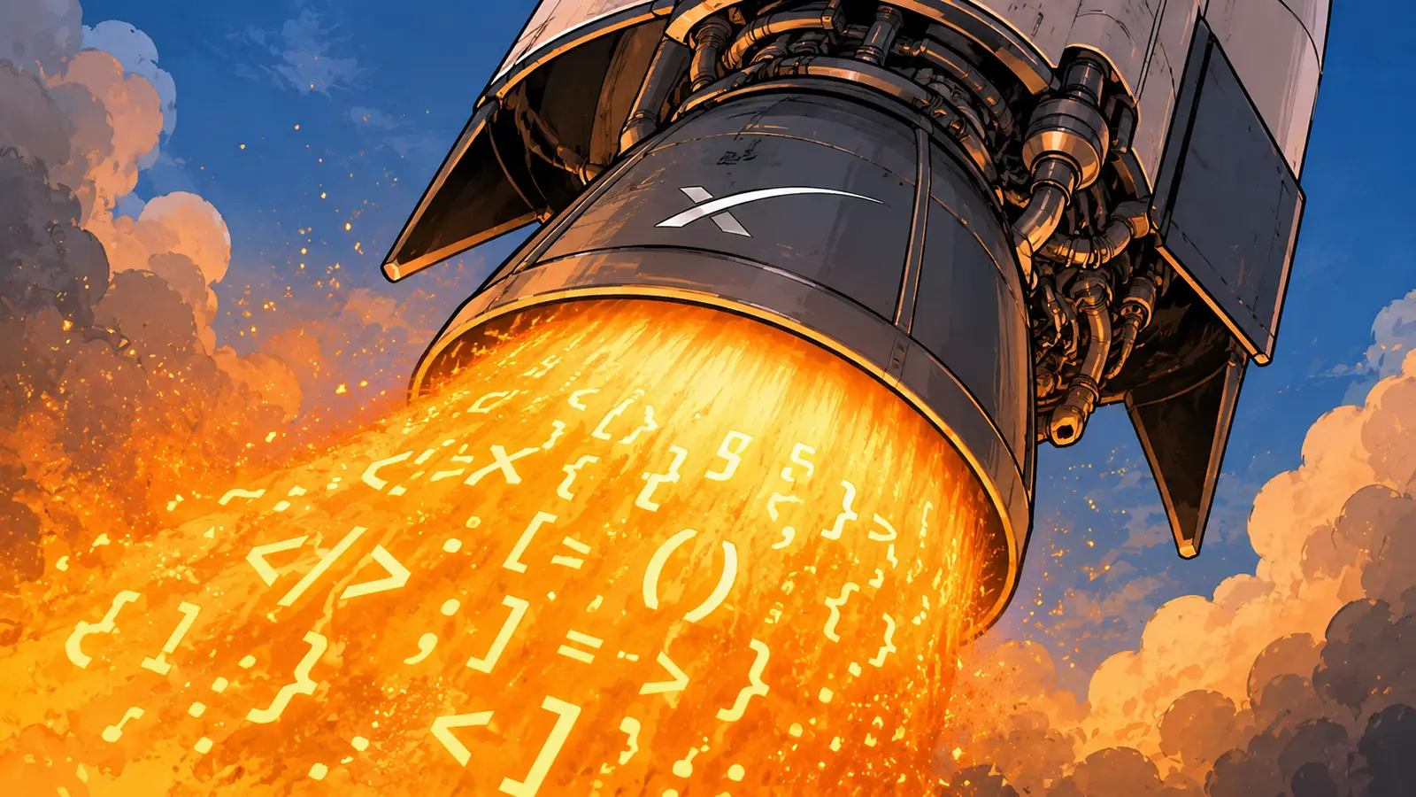 SpaceX Rakete mit Code