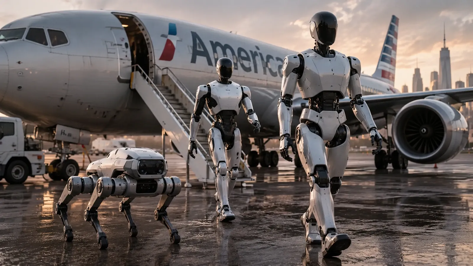 Eine Airline mit KI Robotern