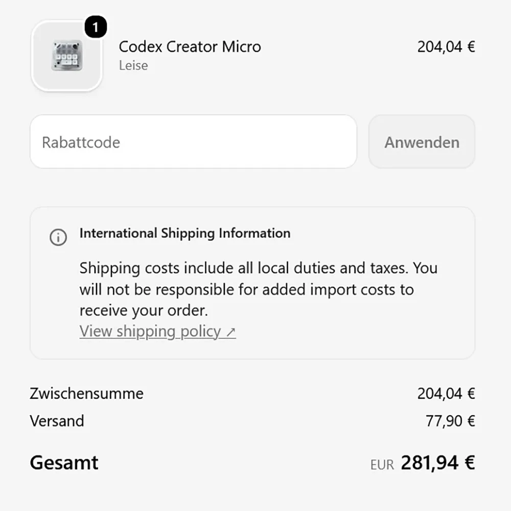 Codex Tastatur Preis