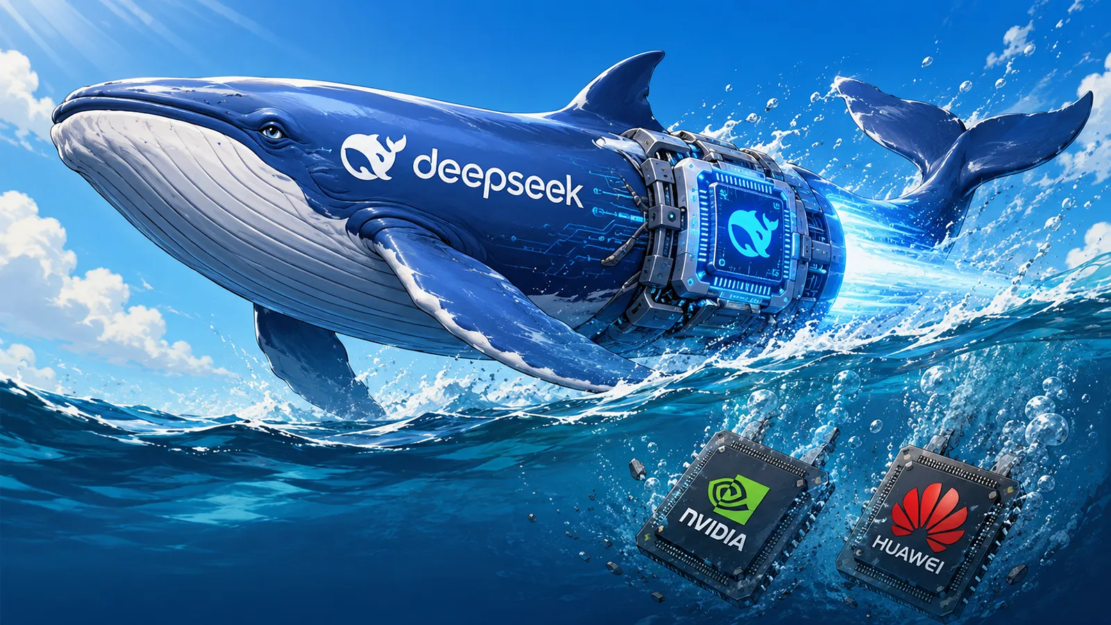 Ein DeepSeek Wal mit DeepSeek-Antrieb
