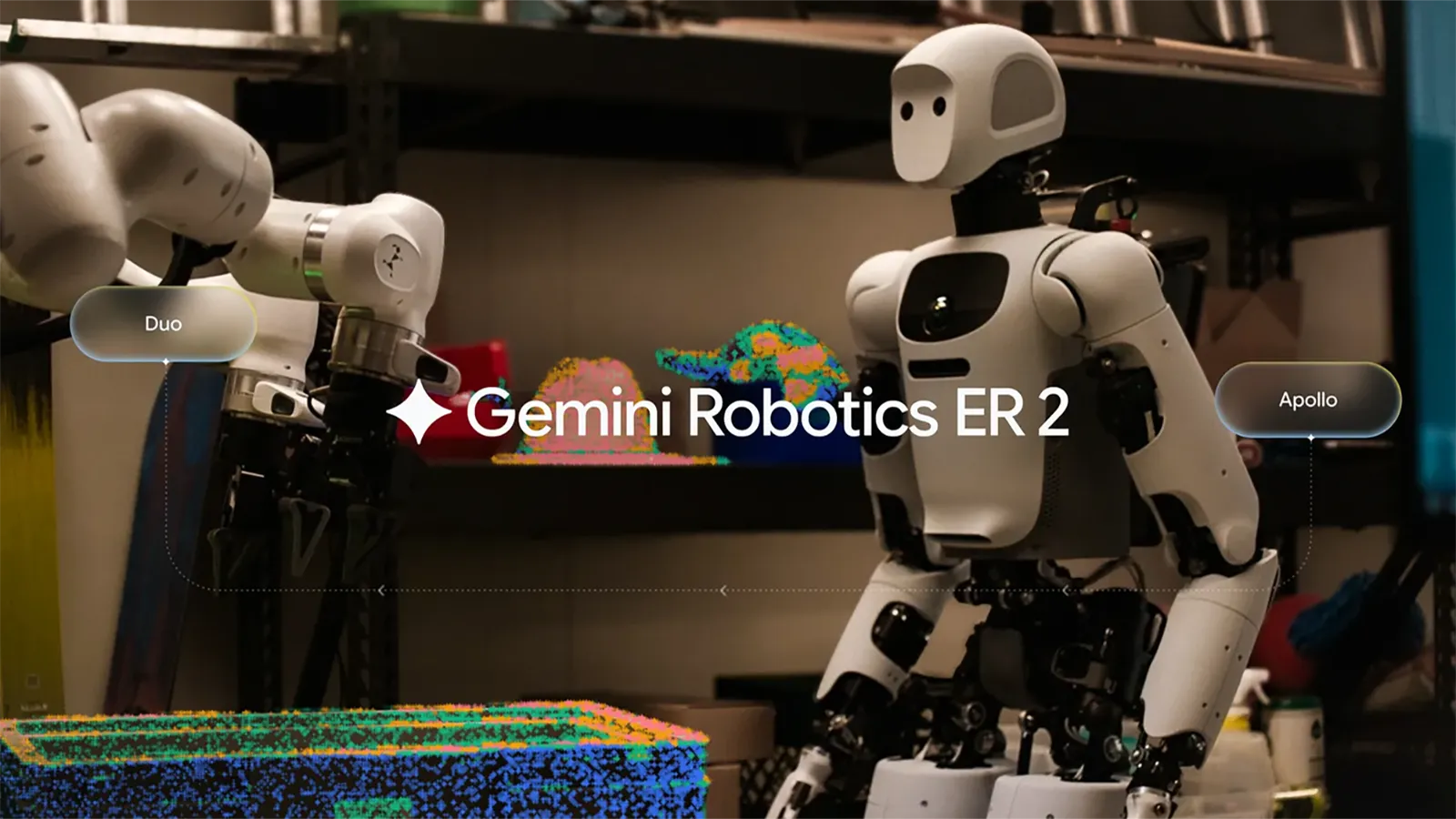 Zwei Roboter interagieren miteinander