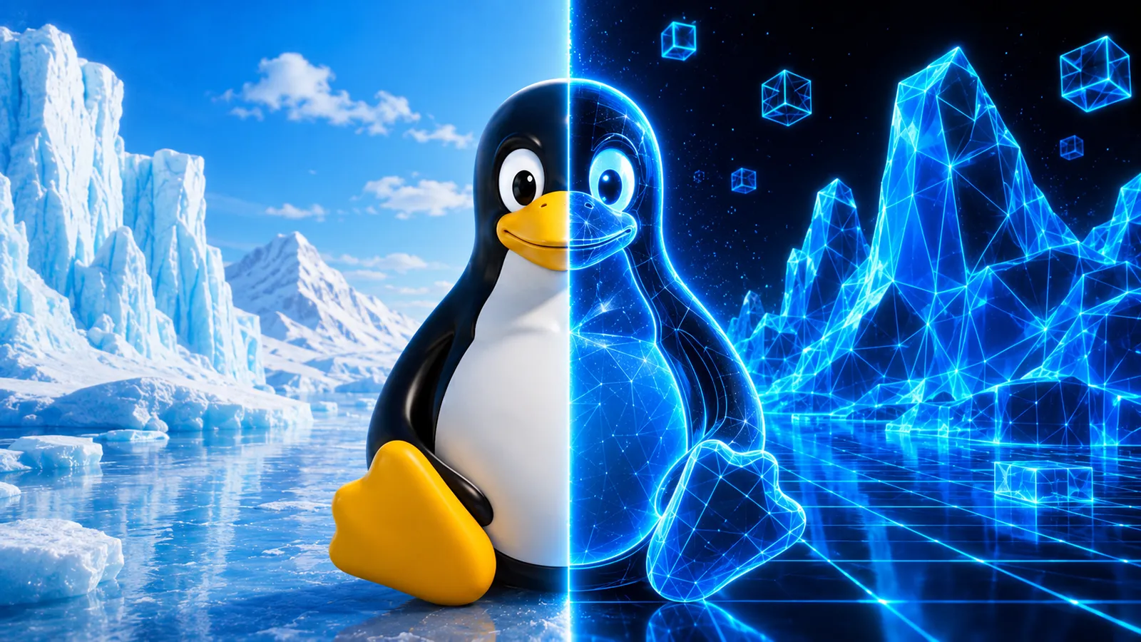 Ein Pinguin von Linux in zwei Varianten