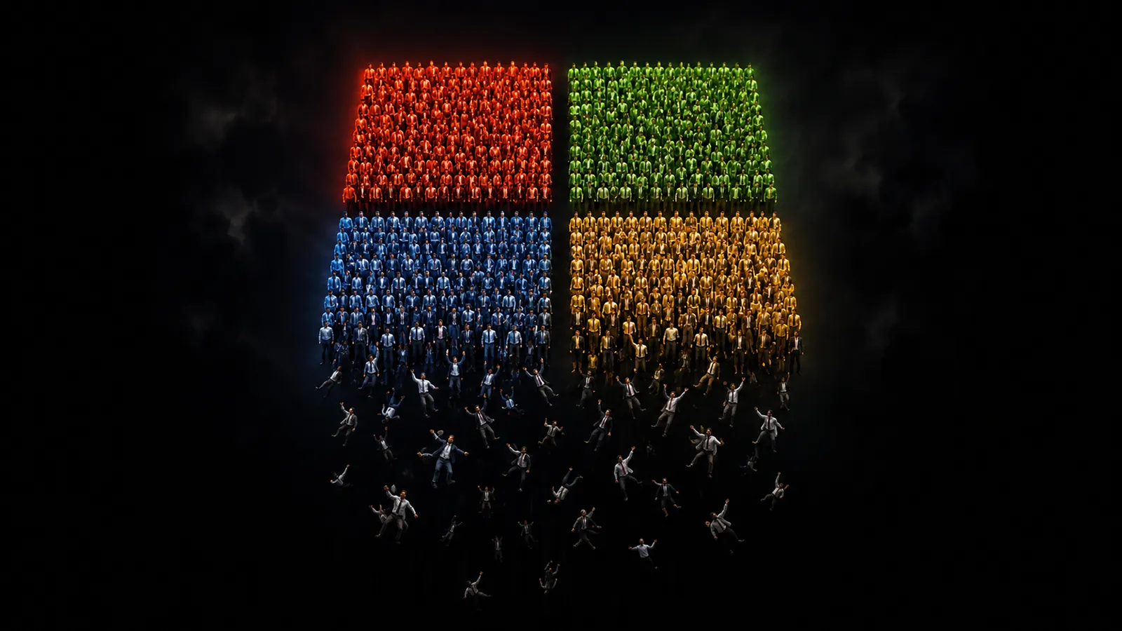 Ein Microsoft Logo aus Menschen
