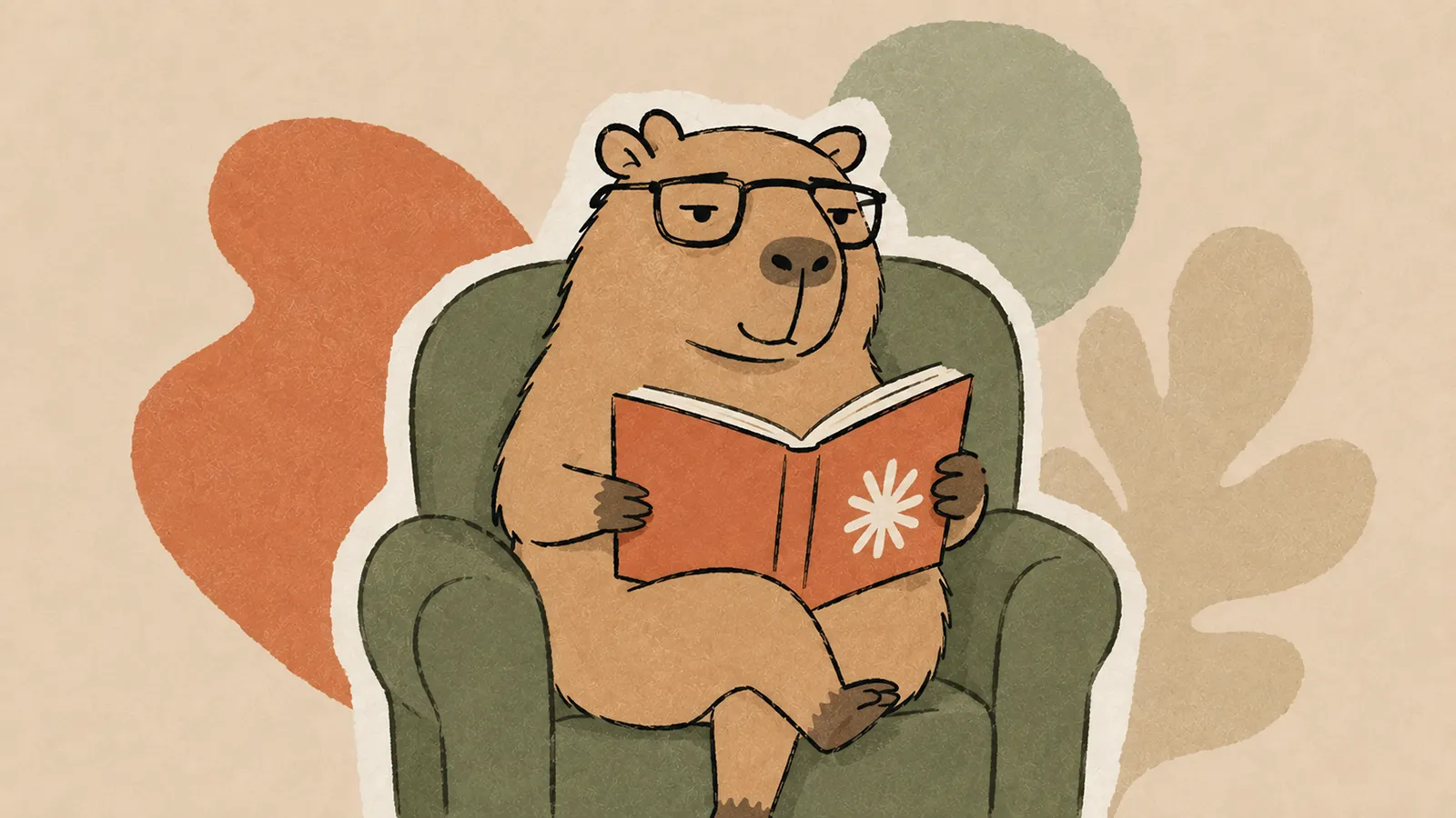 Ein Wasserschwein liest ein Claude Buch