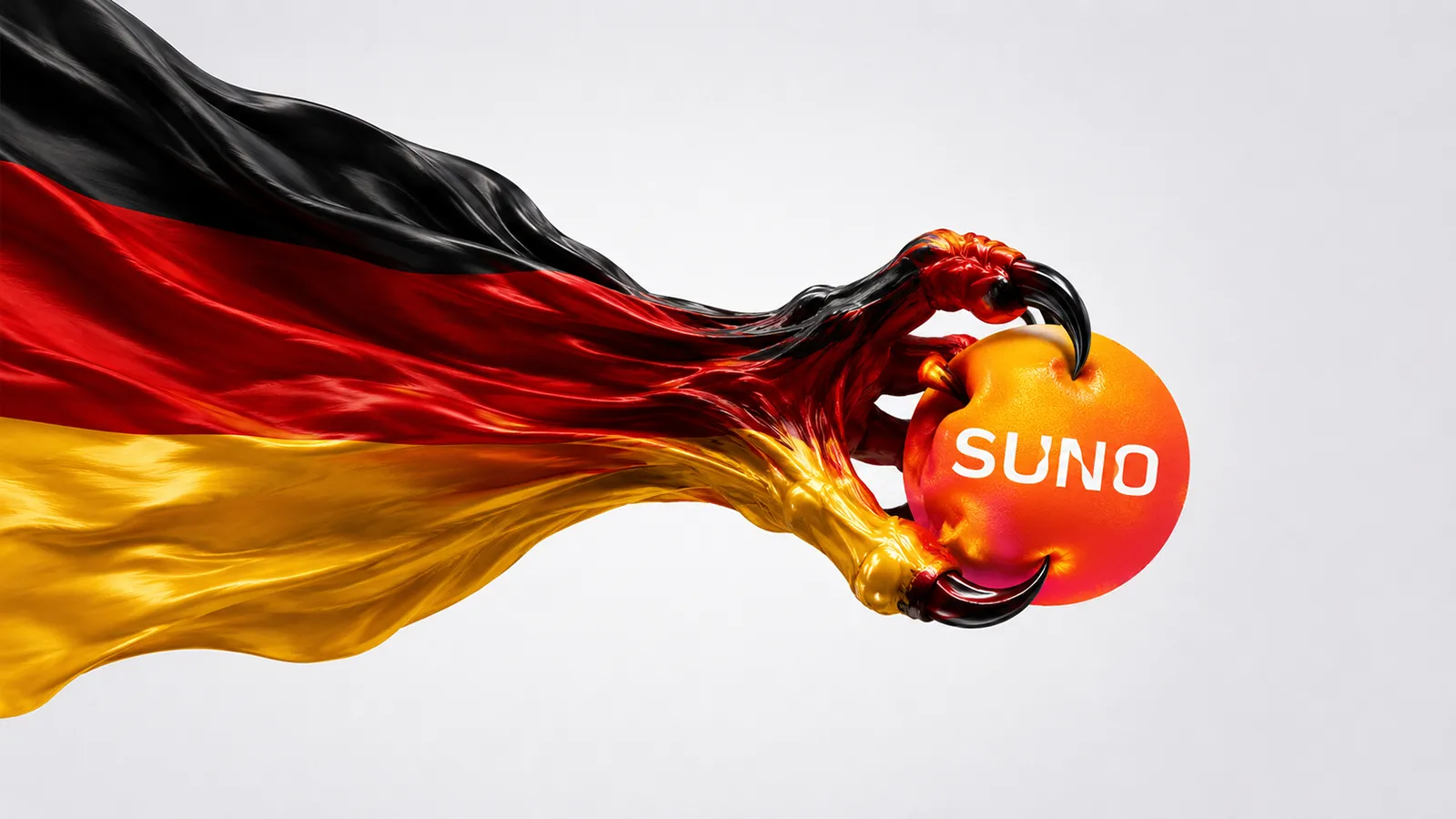 Ein Deutschlandflagge umschlingt Suno