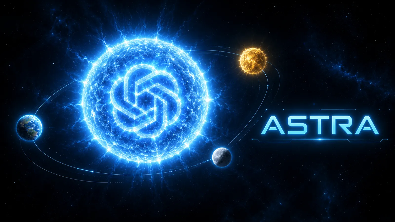 Ein Universum mit Erde, Mond, Sonne und Astra