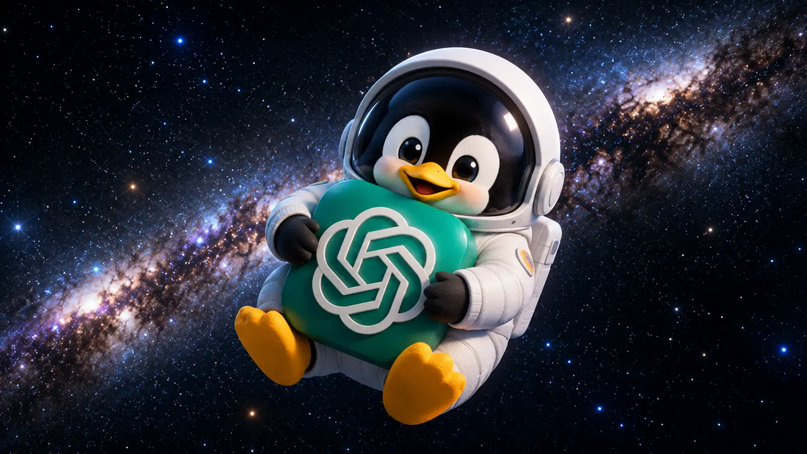 Ein Pinguin mit OpenAI Logo