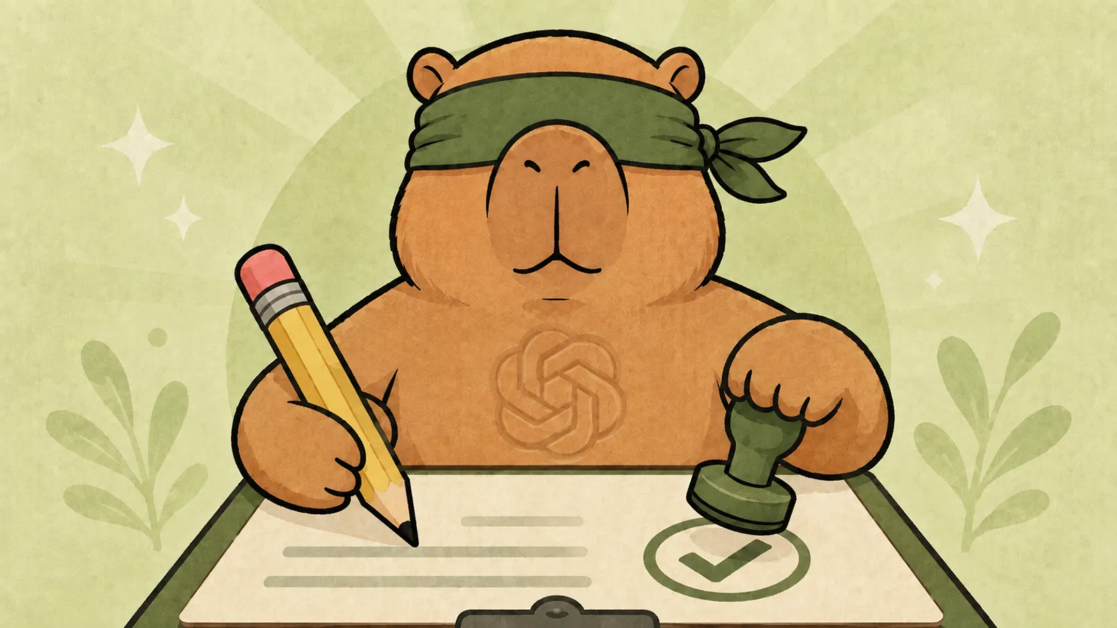 Ein Wasserschwein kontrolliert ein Datenblatt