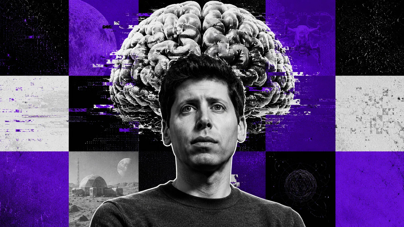 Sam Altman mit großem Gehirn