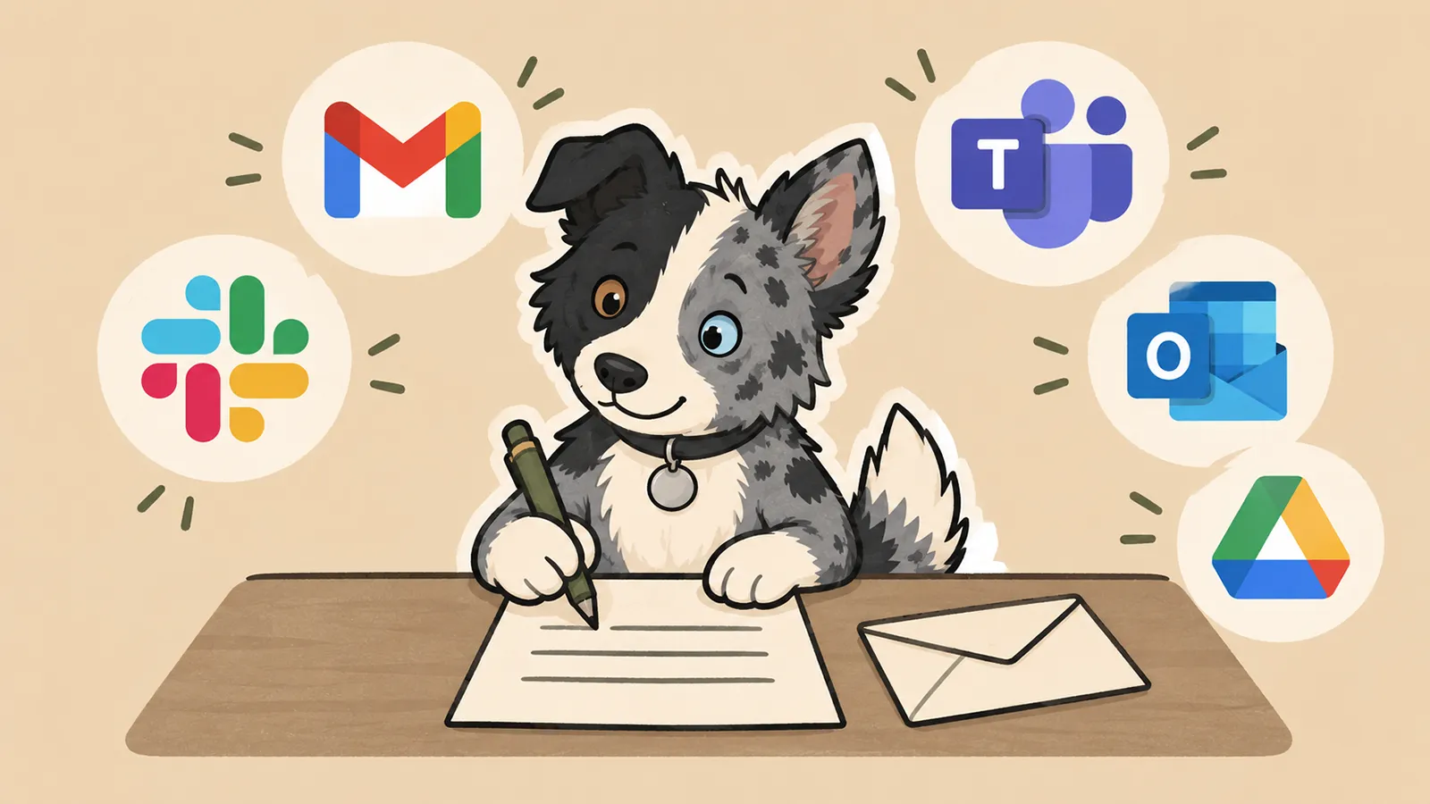 Ein Hund schreibt einen Brief