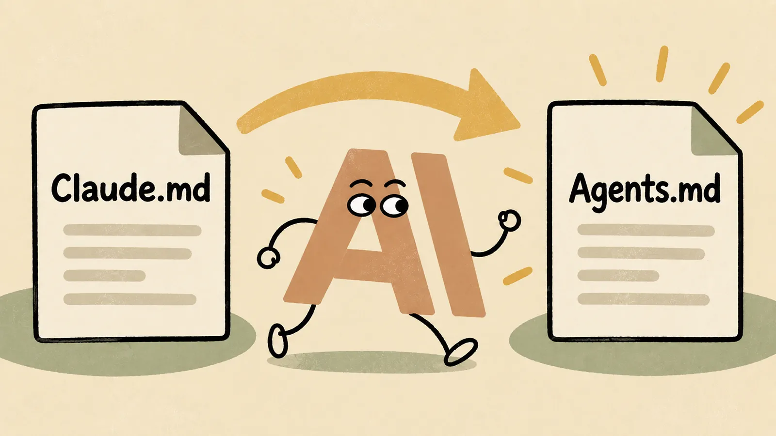 Ein Anthropic Logo macht aus Claude.md eine Agents.md
