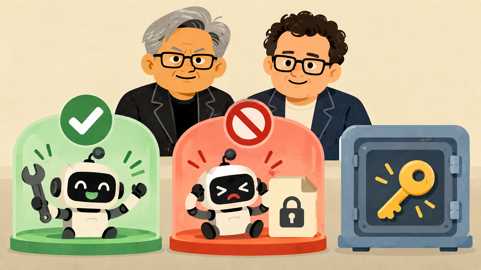 Dario Amodei und Jensen Huang mit KI Agenten