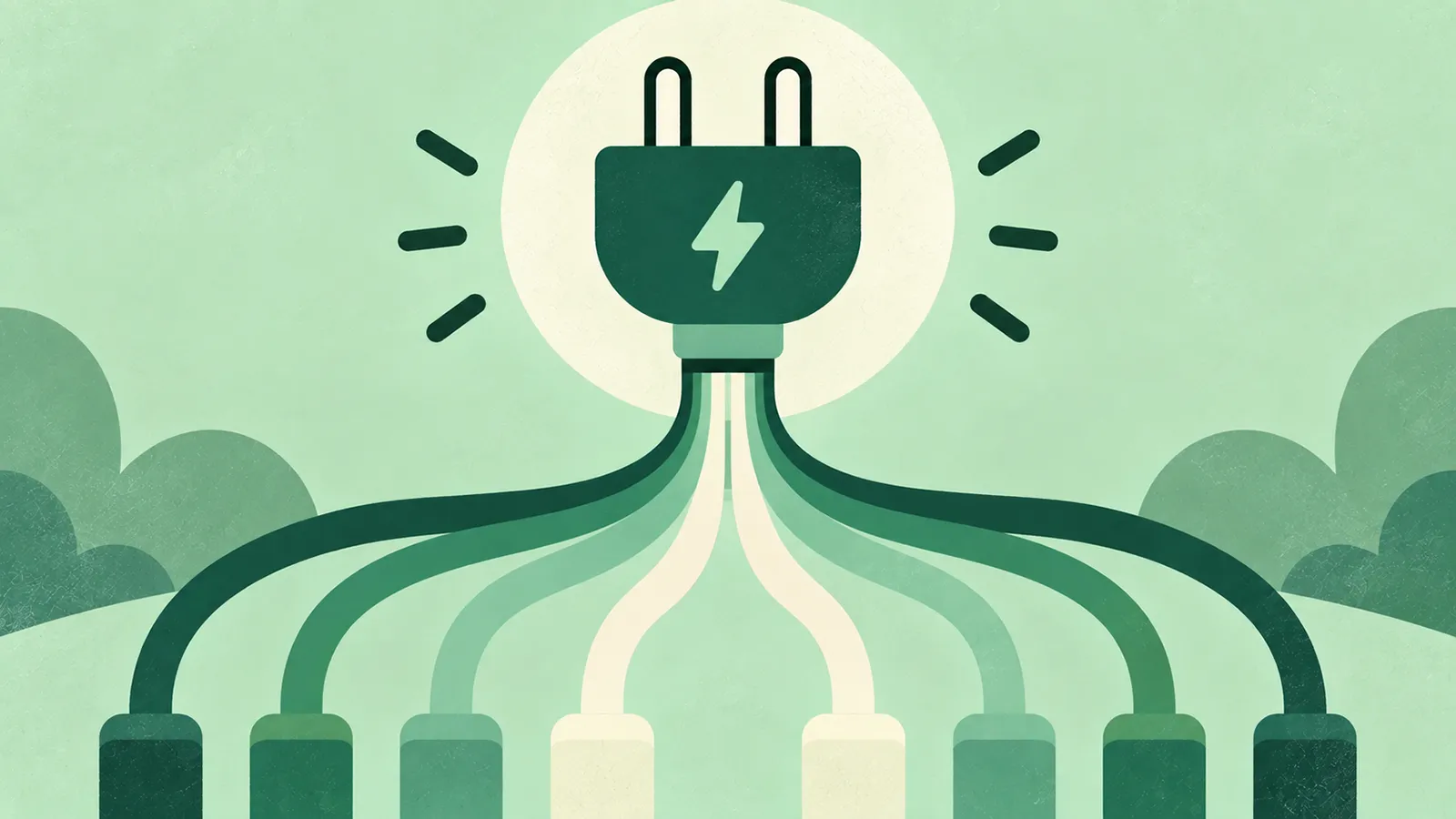 8 Leitungen werden zu einem Stromstecker